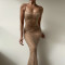 Hot selling women's shiny diamond sexy suspender mermaid long dress