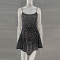 Party rhinestone semi transparent suspender short dress