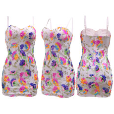 Cross border sexy camisole short dress for European and American women, fashionable sequin party evening gown