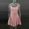 Party rhinestone semi transparent suspender short dress