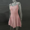 Party rhinestone semi transparent suspender short dress