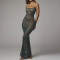 Hot selling women's shiny diamond sexy suspender mermaid long dress