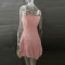 Party rhinestone semi transparent suspender short dress