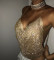 Fashion Diamond Women's Nightclub Low cut Bareback Sparkling Diamond Chain Strap Deep V Umbilical Tank Top
