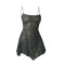Party rhinestone semi transparent suspender short dress
