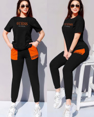 Fashionable casual embroidered simple pocket sports set