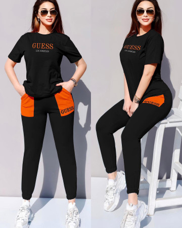 Fashionable casual embroidered simple pocket sports set
