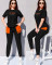 Fashionable casual embroidered simple pocket sports set