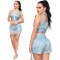 New fashionable and sexy backless sleeveless vest shorts set