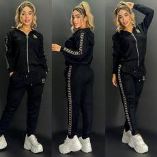 New autumn and winter fashion embroidery zipper sports two-piece set