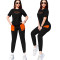 Fashionable casual embroidered simple pocket sports set
