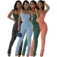 Elastic Twist Strip High Waist jumpsuit workwear pants set