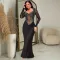 Fashion women's rhinestone solid color long sleeved dress new