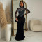 Women's solid color rhinestone long dress new