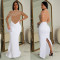 Women's solid color rhinestone long dress new