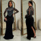 Women's solid color rhinestone long dress new