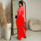 Women's solid color rhinestone long dress new