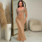 Fashion women's rhinestone solid color long sleeved dress new