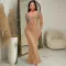 Fashion women's rhinestone solid color long sleeved dress new