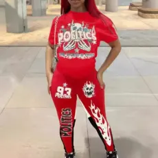 Fashion printed set, short sleeved pants, women's two-piece set