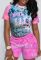Printed new short sleeved shorts sports two-piece set for women