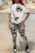 Fashion printed set, short sleeved pants, women's two-piece set