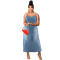 Large size women's new denim camisole long dress