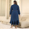 Large size women's denim strap long sleeved irregular skirt long dress
