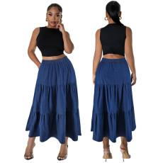 Large size women's new denim casual long skirt