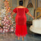 Jialibu cross-border plus size women's pearl patchwork mesh long dress