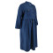 Large size women's new denim stand up collar button up long sleeved dress