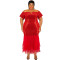 Jialibu cross-border plus size women's pearl patchwork mesh long dress