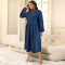 Large size women's new denim stand up collar button up long sleeved dress