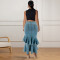 Large size women's new denim fit mid length skirt