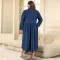 Large size women's new denim stand up collar button up long sleeved dress