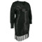 Large size women's bead V-neck long sleeved tassel mid length dress