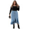Large size women's new denim fit long skirt