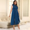 Large size women's denim cardigan sleeveless slit long dress