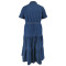 Oversized women's clothing, women's clothing, lapel buttons, long pockets, short sleeves, long dresses