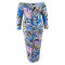 Cross border plus size women's one shoulder long sleeved button fit long dress