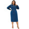 Large size women's denim collar long sleeved button up mid length dress