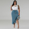 Wholesale source of plus size women's clothing, new denim fit long skirt