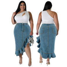 Wholesale source of plus size women's clothing, new denim fit long skirt