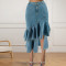 Large size women's new denim fit mid length skirt