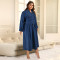 Large size women's new denim stand up collar button up long sleeved dress