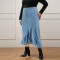 Large size women's new denim fit long skirt
