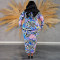 Cross border plus size women's one shoulder long sleeved button fit long dress