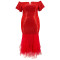 Jialibu cross-border plus size women's pearl patchwork mesh long dress