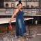 Large size women's new denim camisole long dress