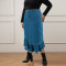 Large size women's new denim tassel fitted long skirt
